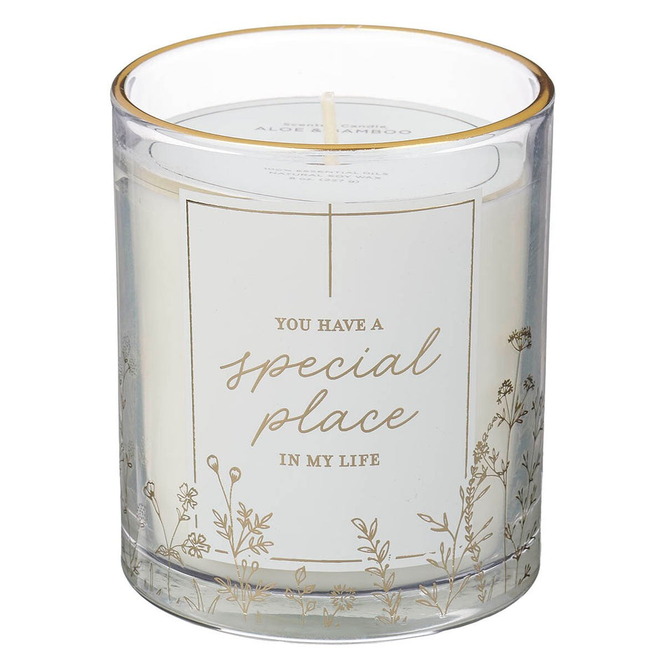 You Have a Special Place in My Life Aloe and Bamboo Scented Candle in a Glass Jar by Christian Art Gifts