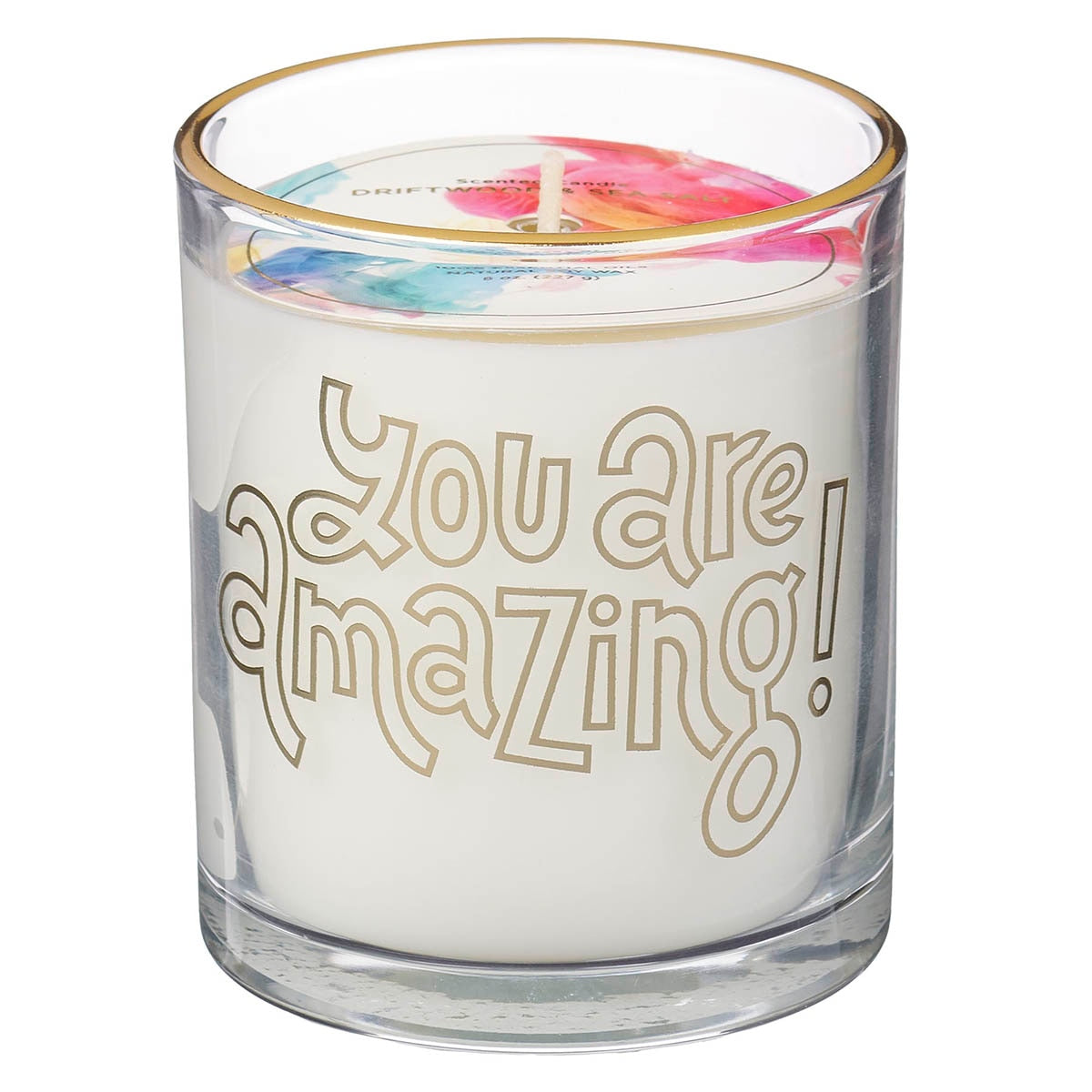 You Are Amazing Driftwood and Sea Salt Scented Candle in a Glass Jar by Christian Art Gifts