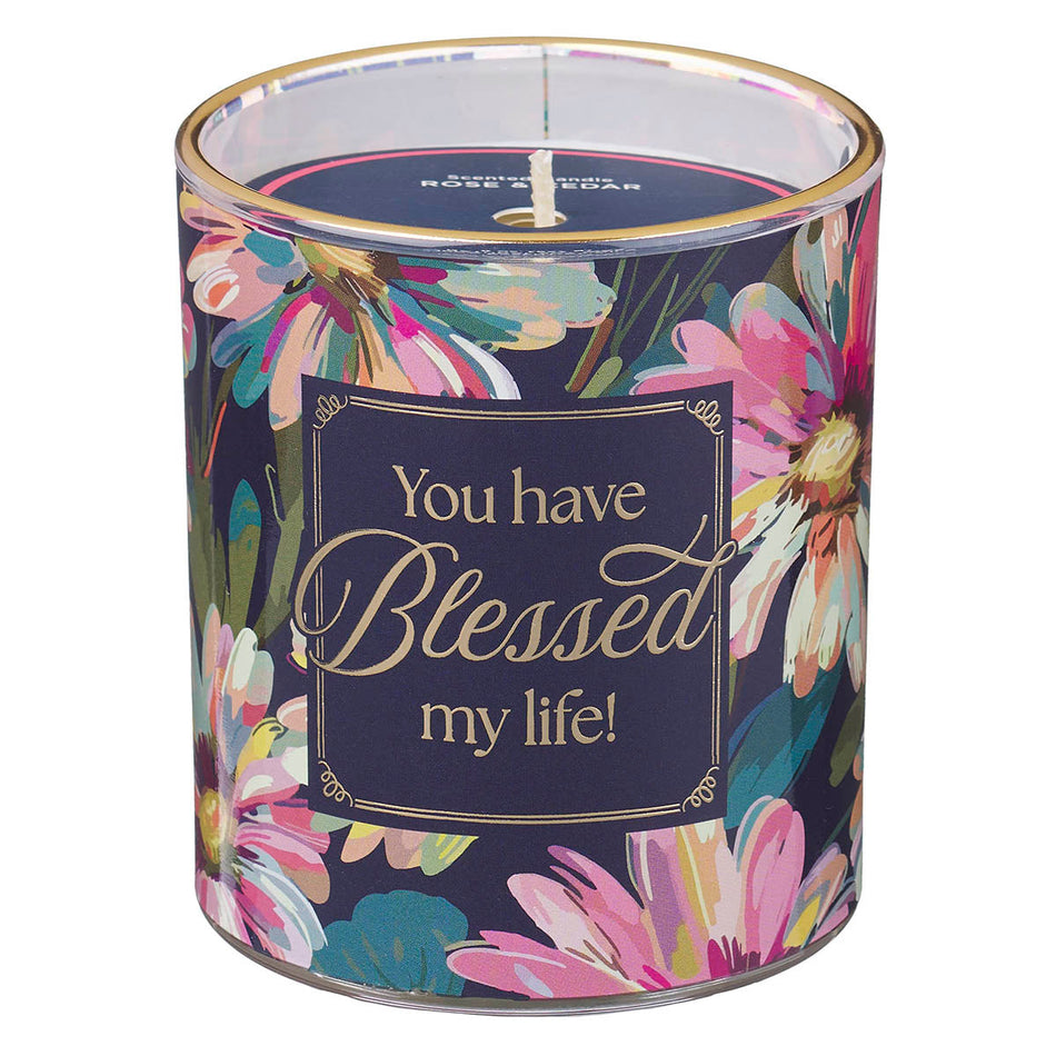 You Have Blessed My Life Rose and Cedar Scented Candle in a Glass Jar by Christian Art Gifts