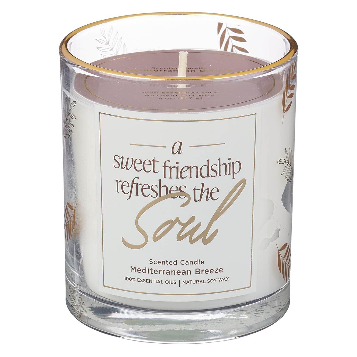 A Sweet Friendship Mediterranean Breeze Scented Candle in a Glass Jar by Christian Art Gifts