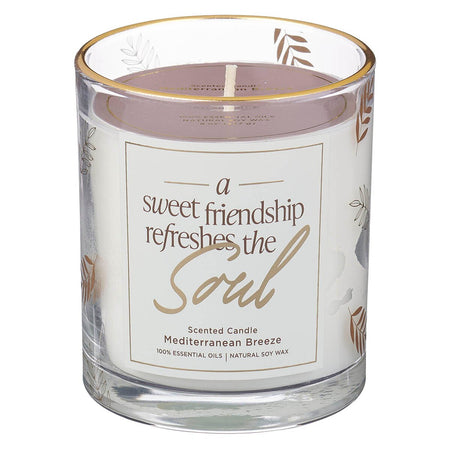 A Sweet Friendship Mediterranean Breeze Scented Candle in a Glass Jar by Christian Art Gifts