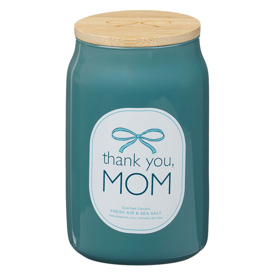 Thank You, Mom Fresh Air and Sea Salt Scented Candle in Glass Jar by Christian Art Gifts