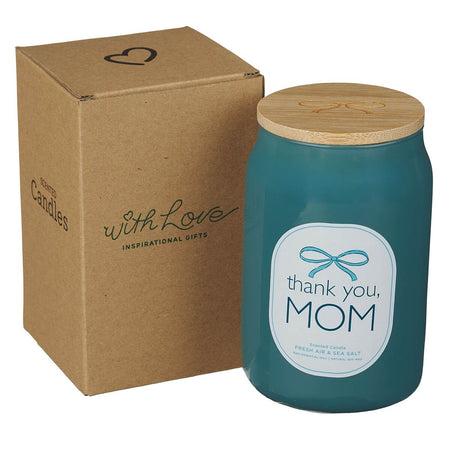 Thank You, Mom Fresh Air and Sea Salt Scented Candle in Glass Jar by Christian Art Gifts, product view 3