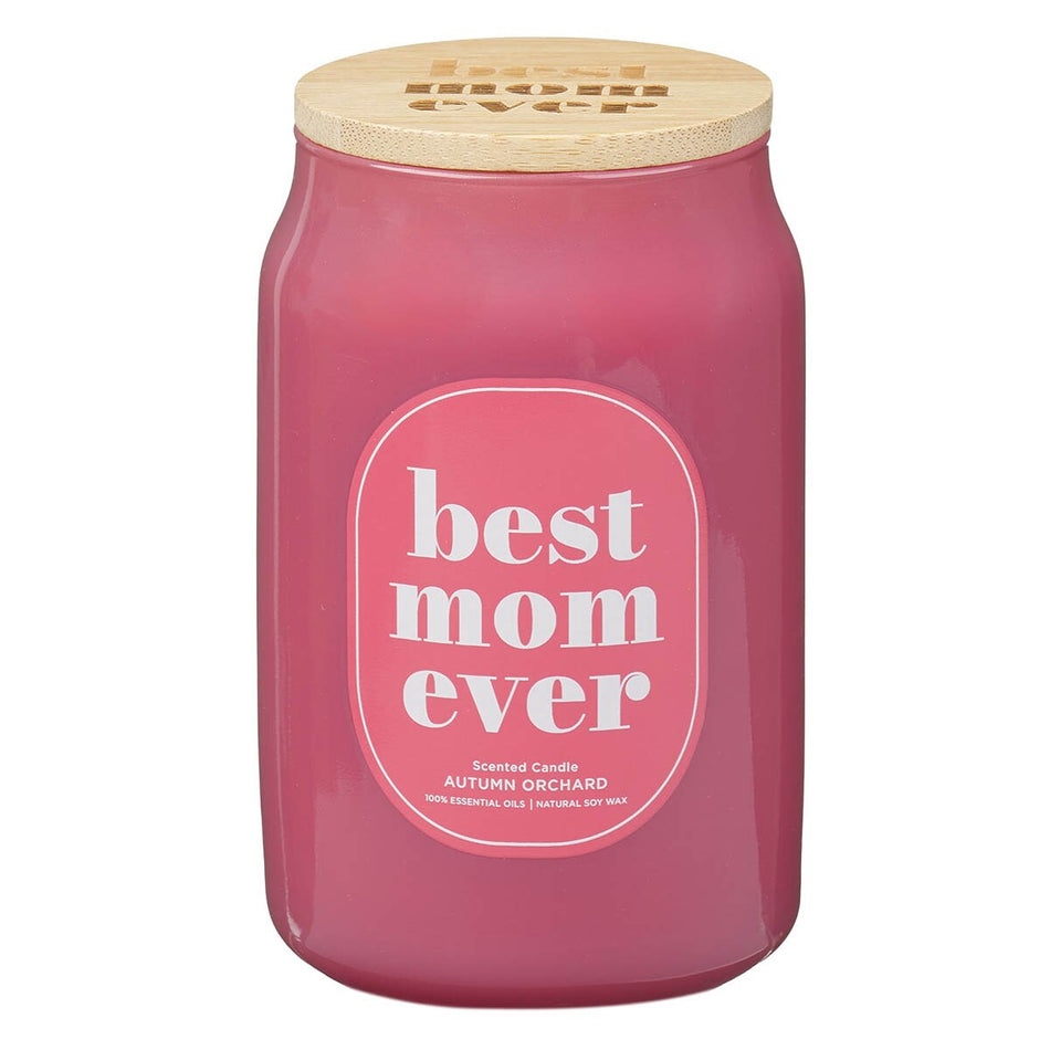 Best Mom Ever Autumn Orchard Scented Candle in a Glass Jar by Christian Art Gifts