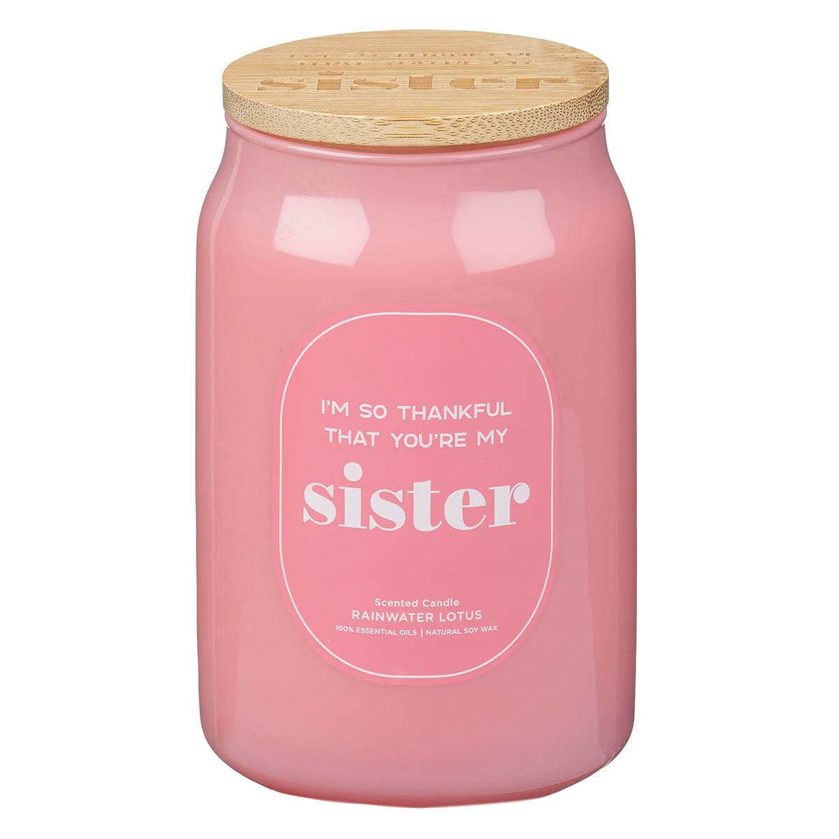 I'm So Thankful You're My Sister Rainwater Lotus Scented Candle in a Glass Jar by Christian Art Gifts