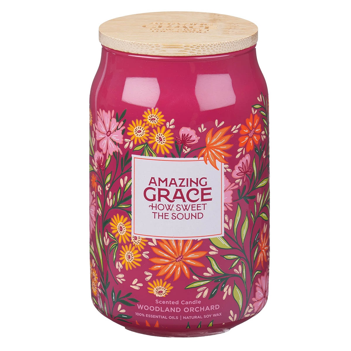 Amazing Grace Woodland Orchard Scented Candle in a Glass Jar by Christian Art Gifts
