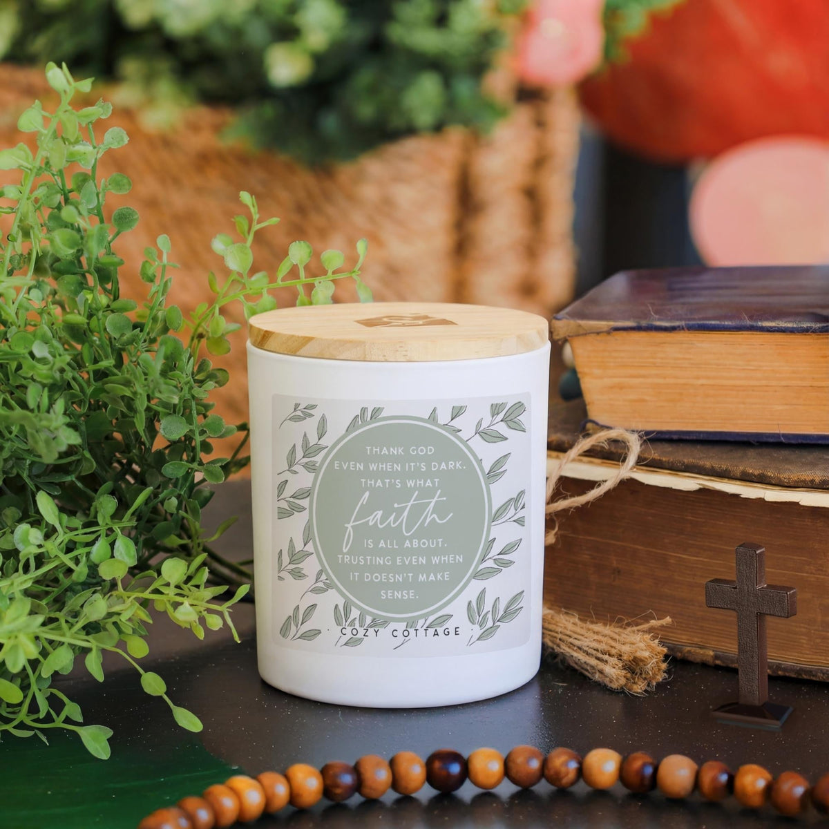 Faith Is About Leaves Faith Soy-Based Candle by Anchor Christian Distributors, product view 3