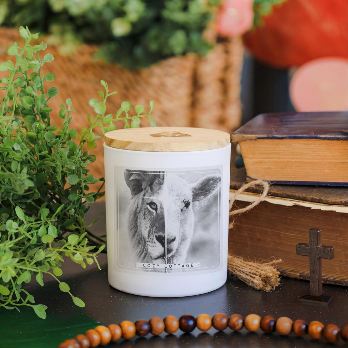 B&W Lion Lamb Faith Soy-Based Candle by Anchor Christian Distributors, product view 3