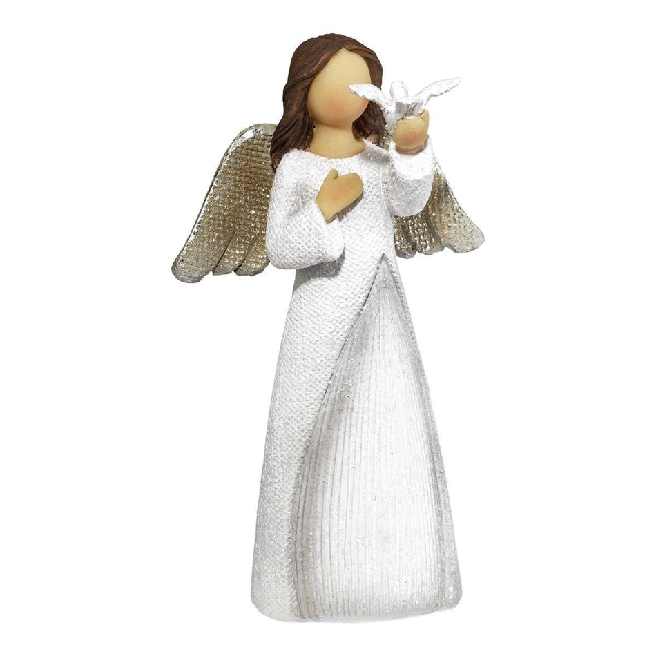Angel with Glitter Holding Dove Figurine by Dicksons