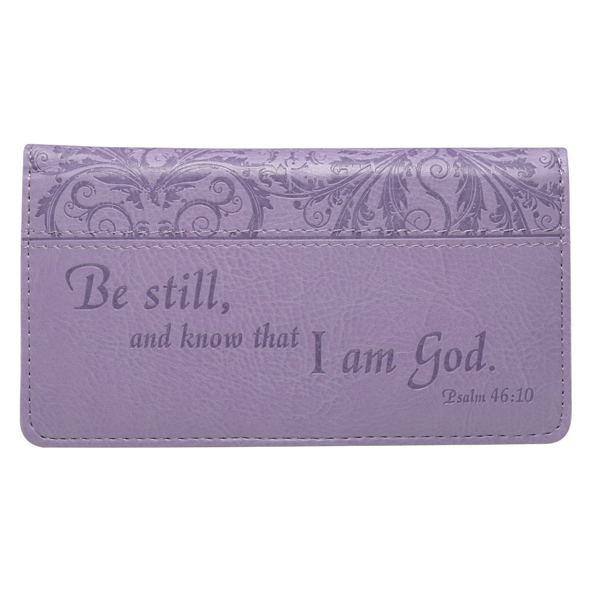 Be Still Purple Faux Leather Checkbook Cover - Psalm 46:10 by Christian Art Gifts