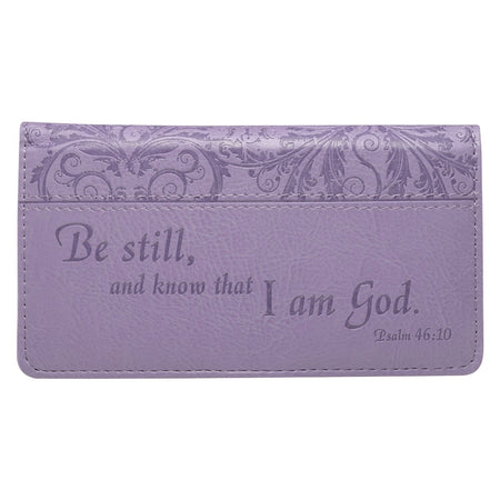 Be Still Purple Faux Leather Checkbook Cover - Psalm 46:10 by Christian Art Gifts