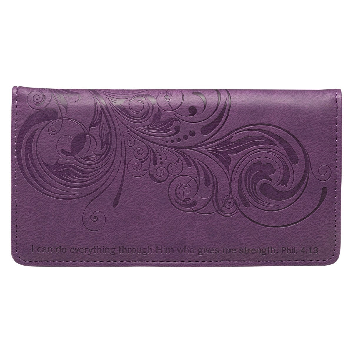 I Can Do Everything Through Him Purple Faux Leather Checkbook Wallet - Philippians 4:13 by Christian Art Gifts