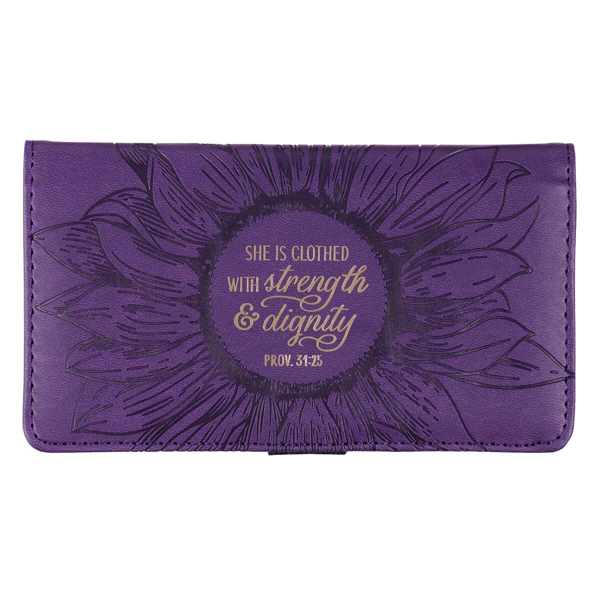Strength and Dignity Purple Faux Leather Checkbook Cover - Proverbs 31:25 by Christian Art Gifts