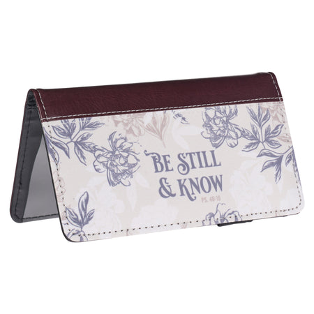 Be Still and Know Neutral Florals Faux Leather Checkbook Wallet – Psalm 46:10 by Christian Art Gifts, product view 3