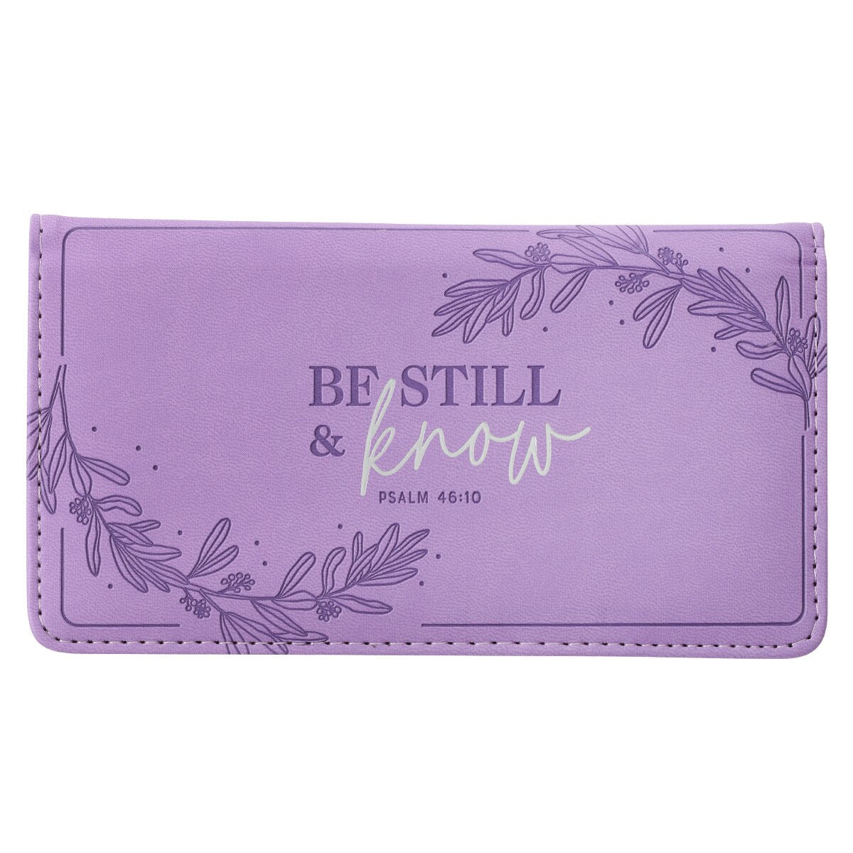 Be Still and Know Lilac Purple Faux Leather Checkbook Wallet - Psalm 46:10 by Christian Art Gifts