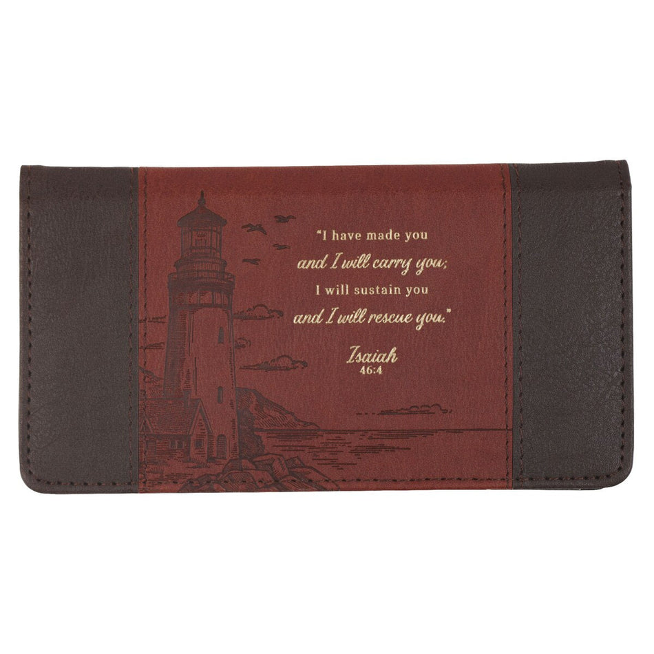 Have Made You Walnut Brown and Brick-red Faux Leather Checkbook Wallet by Christian Art Gifts