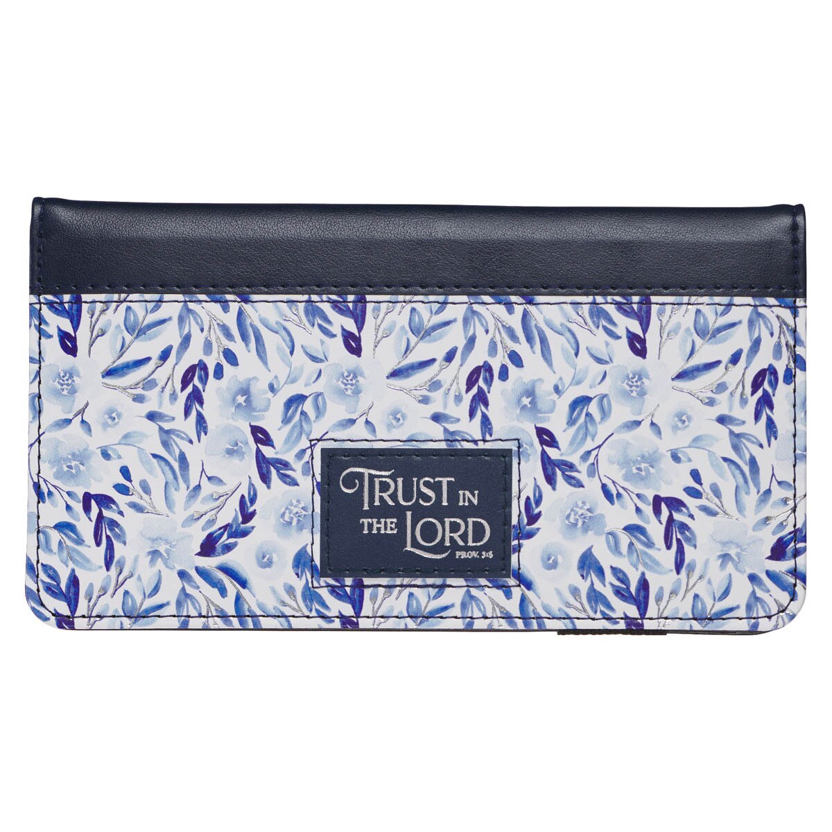 Trust in the Lord Blue Botany Faux Leather Checkbook Wallet - Proverbs 3:5 by Christian Art Gifts