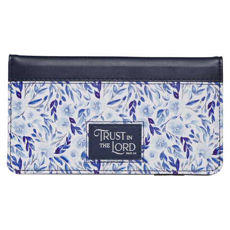 Trust in the Lord Blue Botany Faux Leather Checkbook Wallet - Proverbs 3:5 by Christian Art Gifts