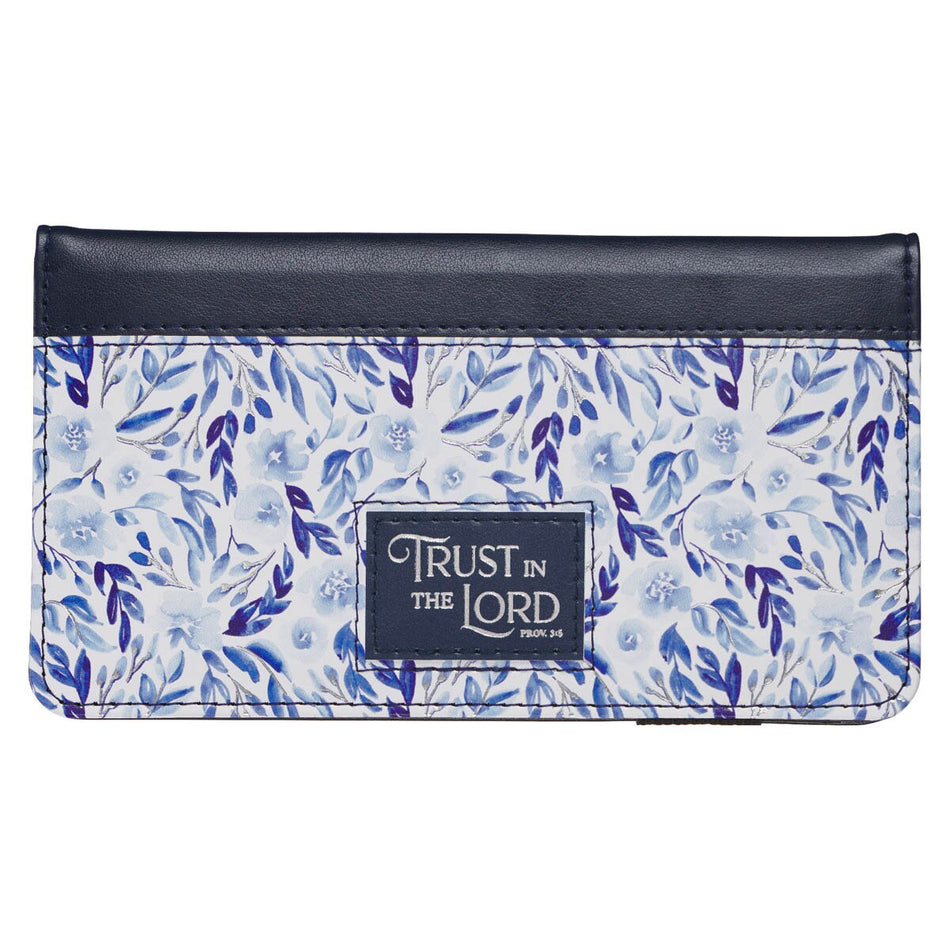 Trust in the Lord Blue Botany Faux Leather Checkbook Wallet - Proverbs 3:5 by Christian Art Gifts
