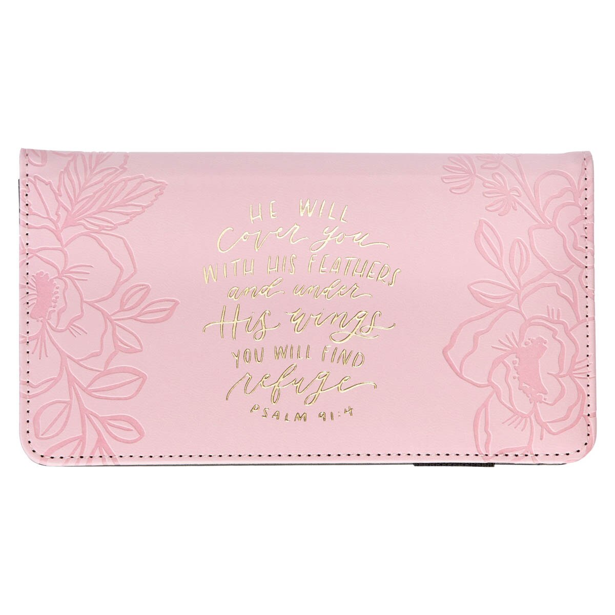 Find Refuge Pink Faux Leather Checkbook Wallet - Psalm 91:4 by Christian Art Gifts
