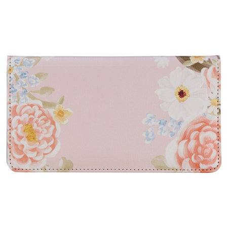 Strength and Dignity Margo Pink Floral Faux Leather Checkbook Wallet - Proverbs 31:25 by Christian Art Gifts, product view 3