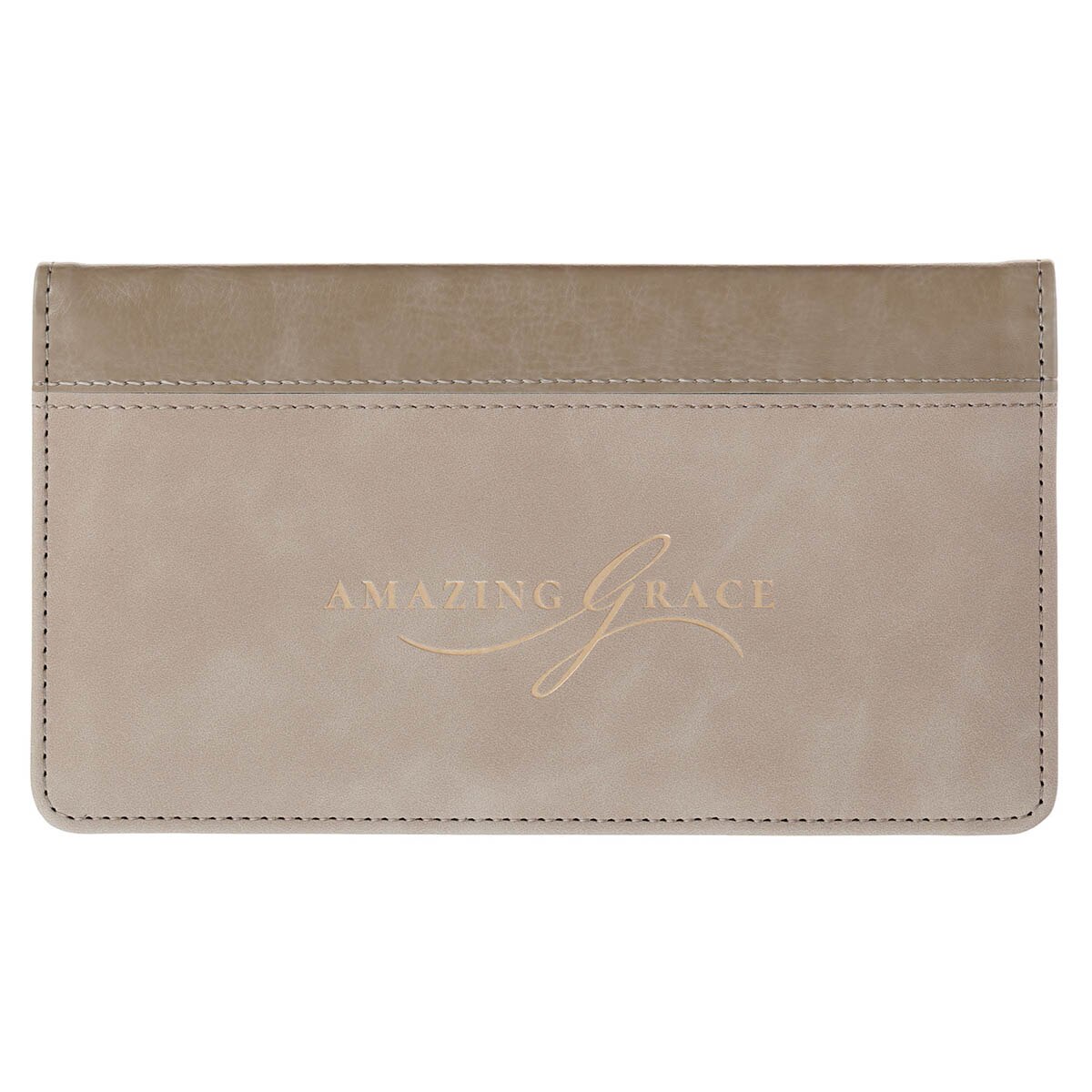 Amazing Grace Taupe Faux Leather Checkbook Wallet - Isaiah 53:3 by Christian Art Gifts