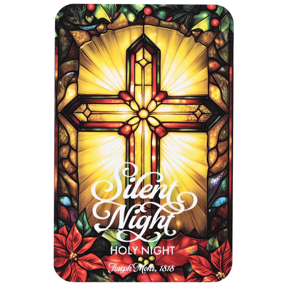 Pocketcard Stainglass Cross Silent Night by Dicksons