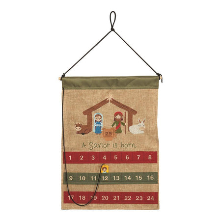 A Savior is Born Fabric Advent Calendar, one of the items in the A Savior Is Born Advent Calendar with The Biggest Story Advent Devotions. A photograph of the assembled set is pending.