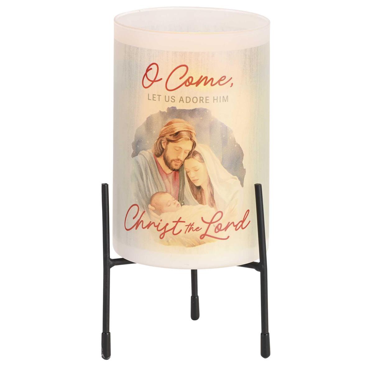 Christmas Hurricane Candle Glass Holder with Black Stand 4 x 8 Inch Metal by Dicksons