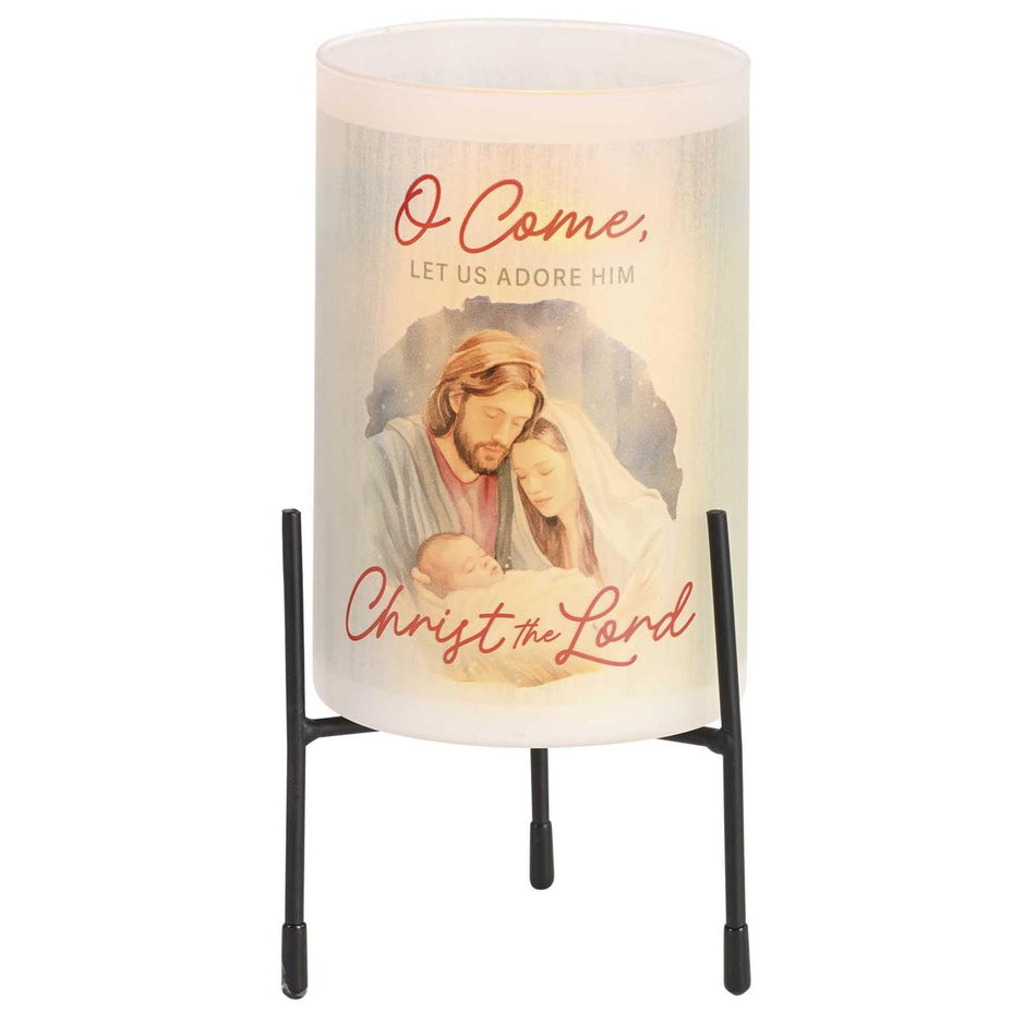 Christmas Hurricane Candle Glass Holder with Black Stand 4 x 8 Inch Metal by Dicksons