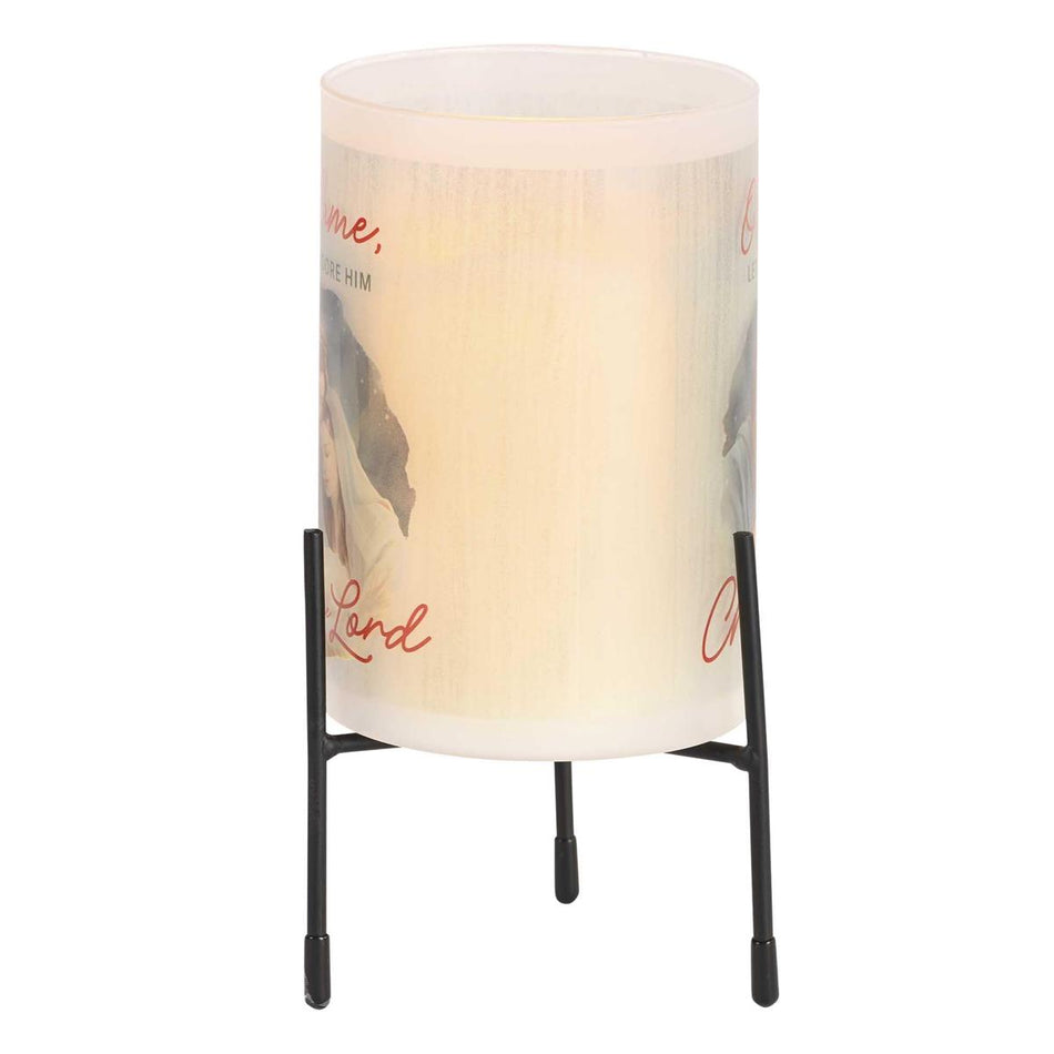 Christmas Hurricane Candle Glass Holder with Black Stand 4 x 8 Inch Metal by Dicksons, product view 2