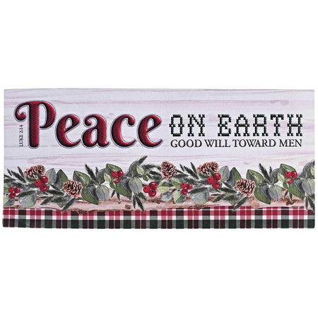 Christmas Doormat Insert for Entry Way 10 x 22 Inch Rubber Peace On Earth by Dicksons