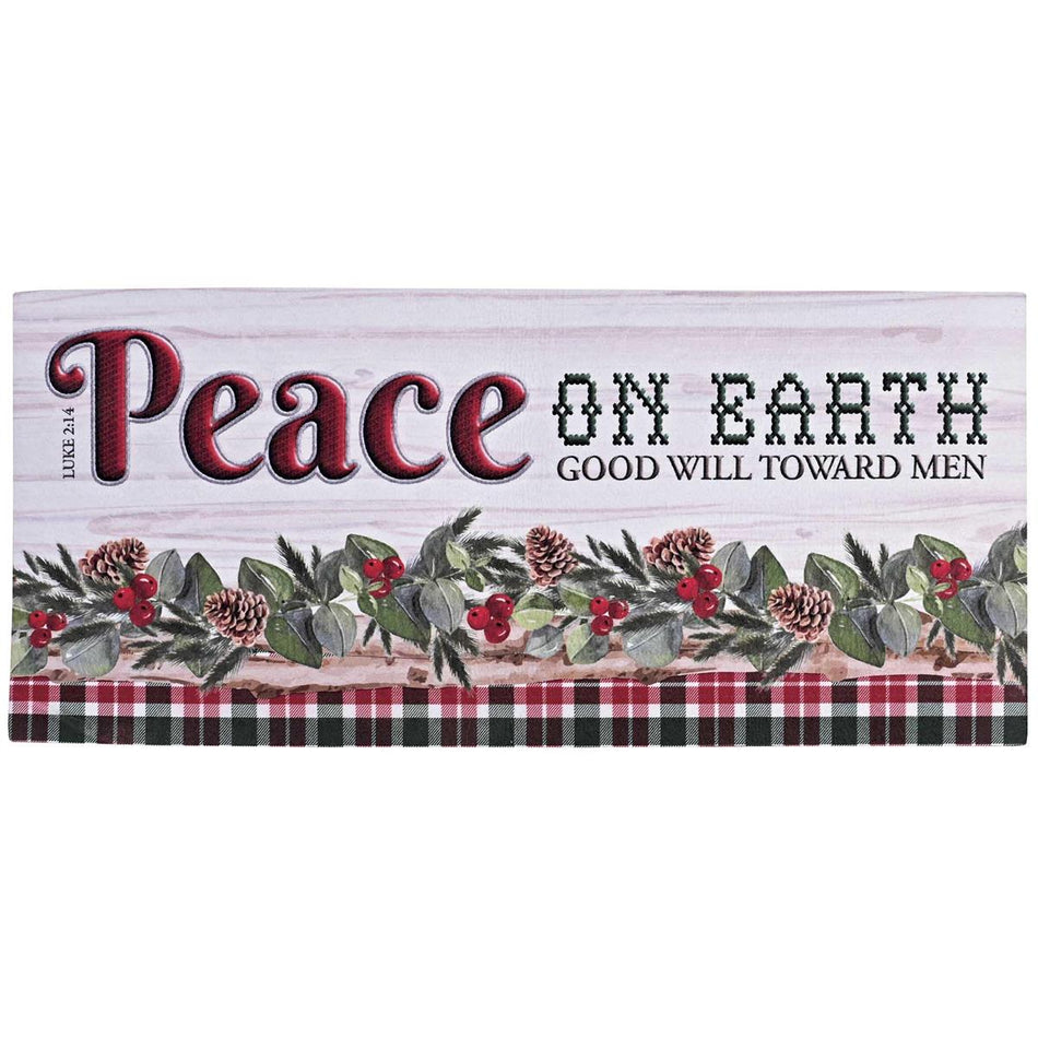 Christmas Doormat Insert for Entry Way 10 x 22 Inch Rubber Peace On Earth by Dicksons