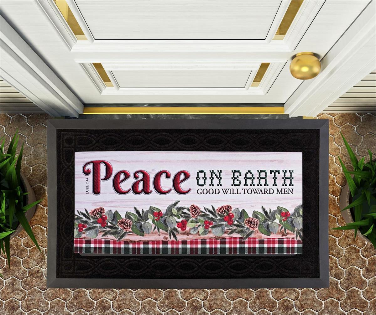 Christmas Doormat Insert for Entry Way 10 x 22 Inch Rubber Peace On Earth by Dicksons, product view 2