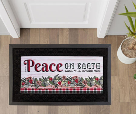 Christmas Doormat Insert for Entry Way 10 x 22 Inch Rubber Peace On Earth by Dicksons, product view 3