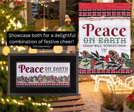 Christmas Doormat Insert for Entry Way 10 x 22 Inch Rubber Peace On Earth by Dicksons, product view 4