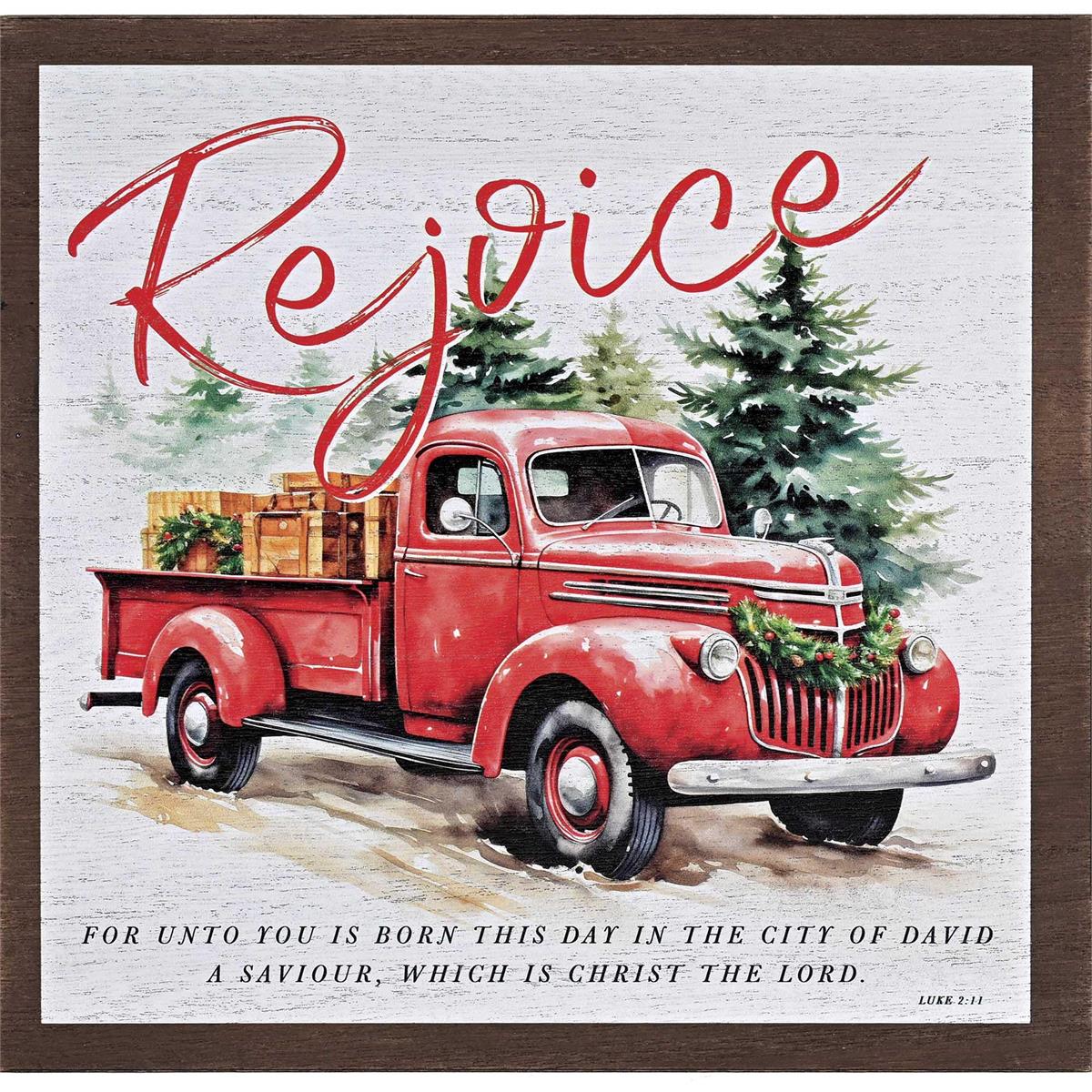 Decorative Christmas Memory Keepsake Box 9.5 x 9.5 Inch MDF Red Farm Truck by Dicksons, product view 2