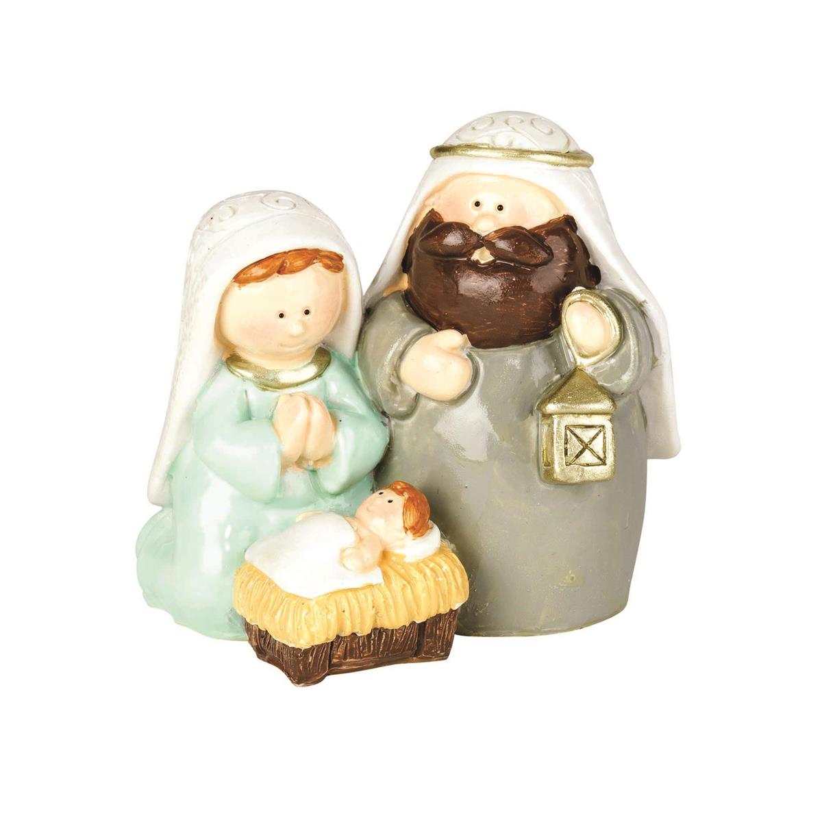 Glossy Grey Holy Family 2.5 x 2.75 Resin Decorative Tabletop Figurine by Dicksons