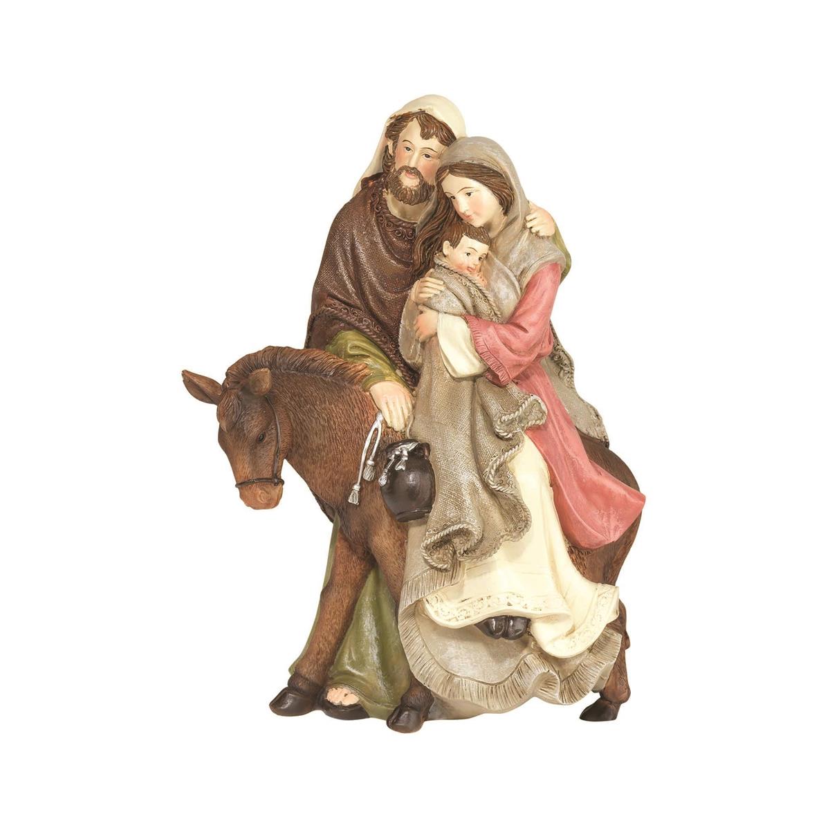 Natural Brown Holy Family on Donkey 8.5 x 5.75 Resin Decorative Tabletop by Dicksons