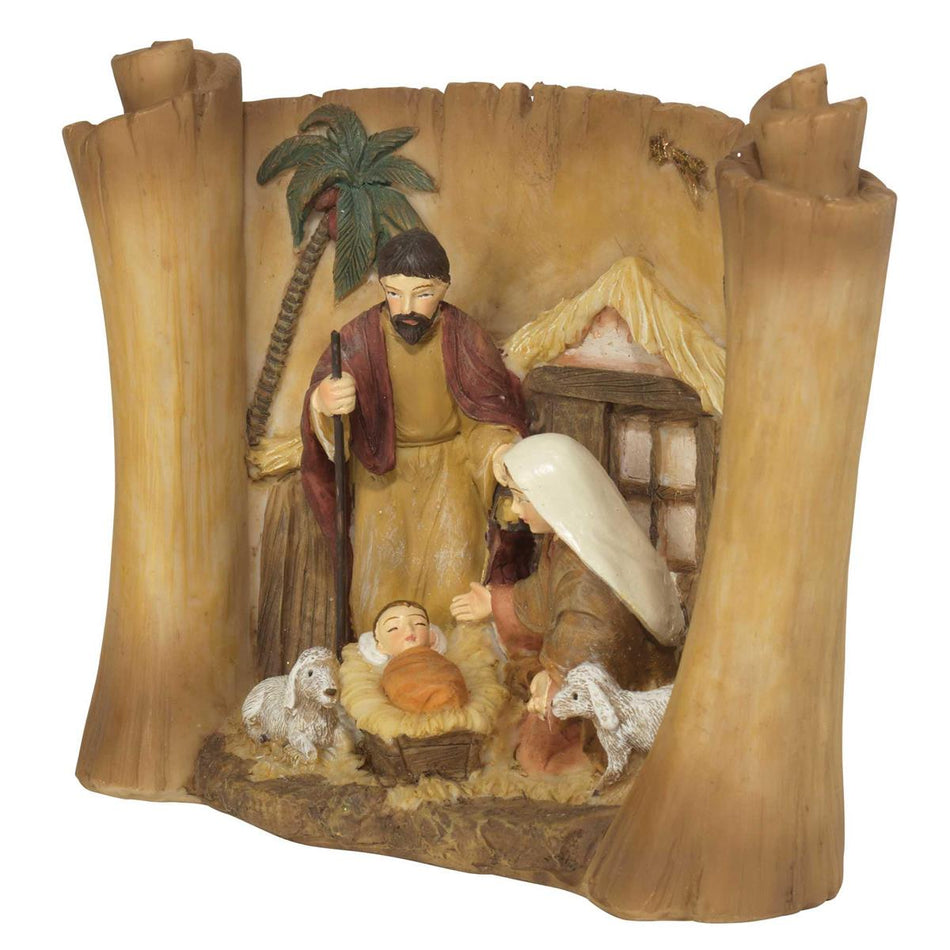 Holy Family in Creche on Scroll 5.75"H by Dicksons, product view 2