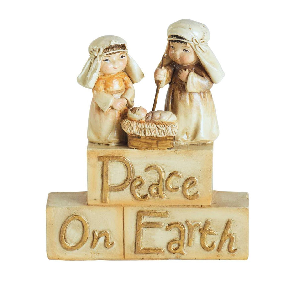 Holy Family Peace On Earth Cream and Gold Tone 3.6 Inch Resin Christmas by Dicksons