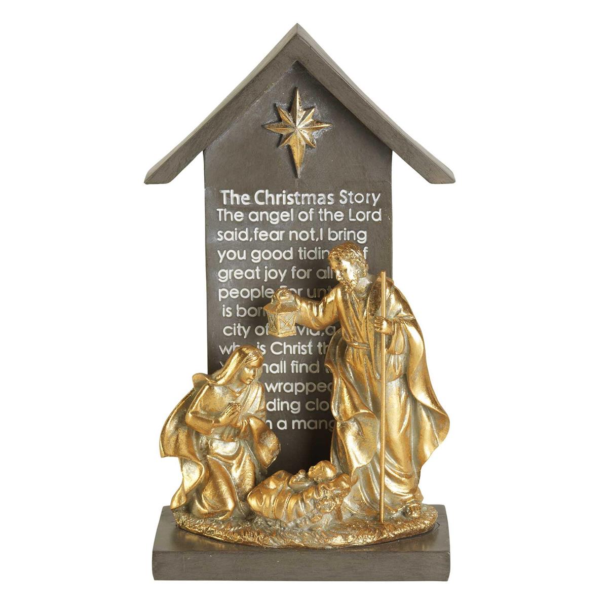 Holy Family Christmas Story Grey and Gold Tone 9.75 Inch Resin Tabletop Figurine by Dicksons