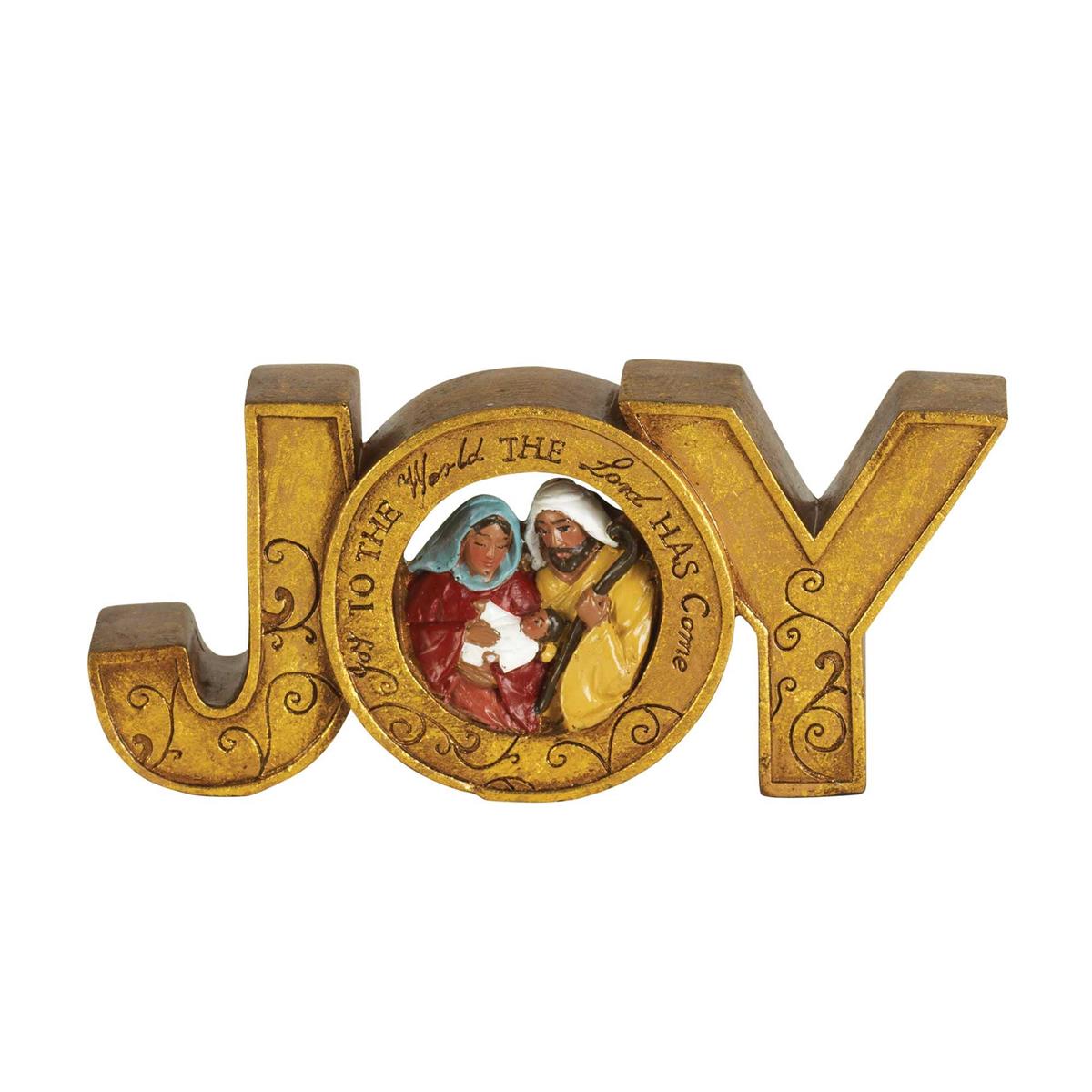 Joy Holy Family Gold Tone 6.5 Inch Resin Christmas Tabletop Figurine by Dicksons