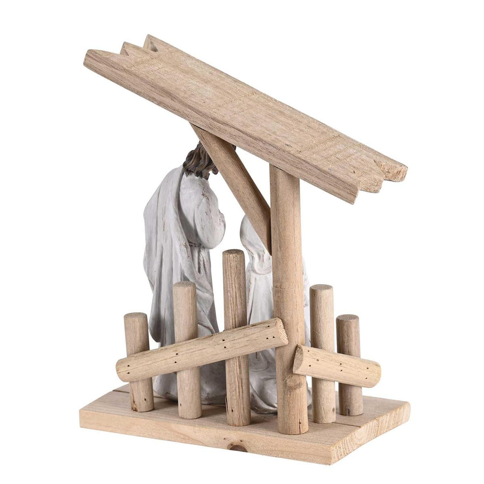 Nativity Holy Family In Wooden Creche8H by Dicksons, product view 2