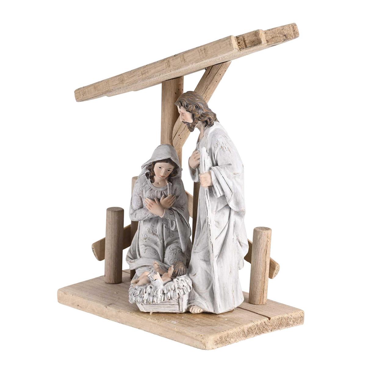 Nativity Holy Family In Wooden Creche8H by Dicksons, product view 3