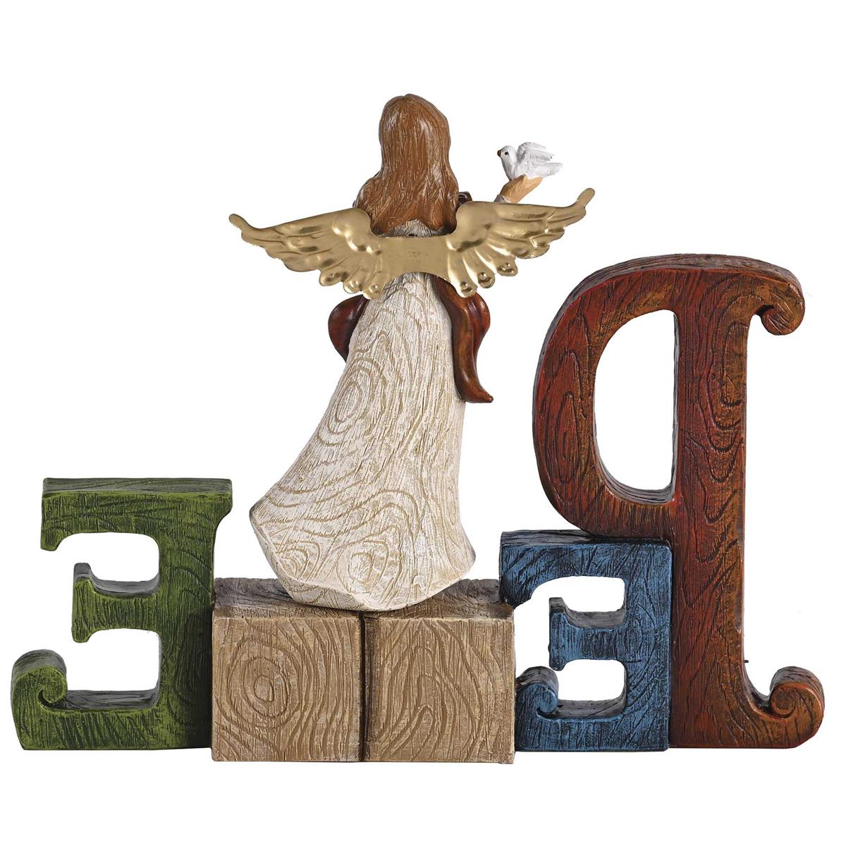 Christmas Tabletop Figurine Festive Holiday Décor 6.25 x 7.5 Inch Resin Peace by Dicksons, product view 3