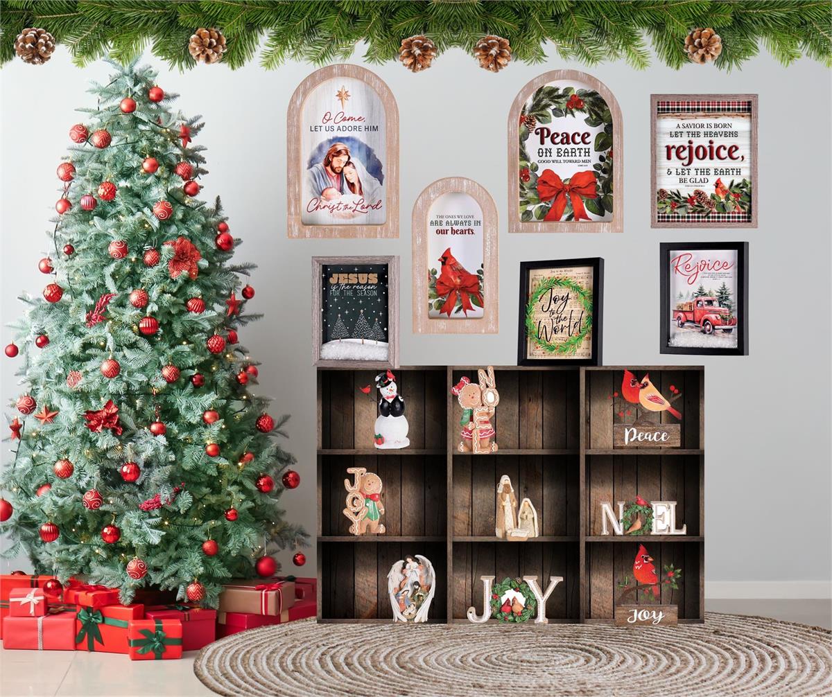Decorative Christmas Frame Hanging Wall or Tabletop Sign 9 x 11 Inch MDF by Dicksons, product view 5