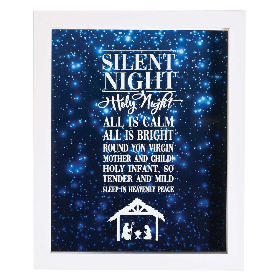 Silent Night Navy Blue and White 13 x 9 Inch Decorative Hanging Wall Art by Dicksons, product view 2