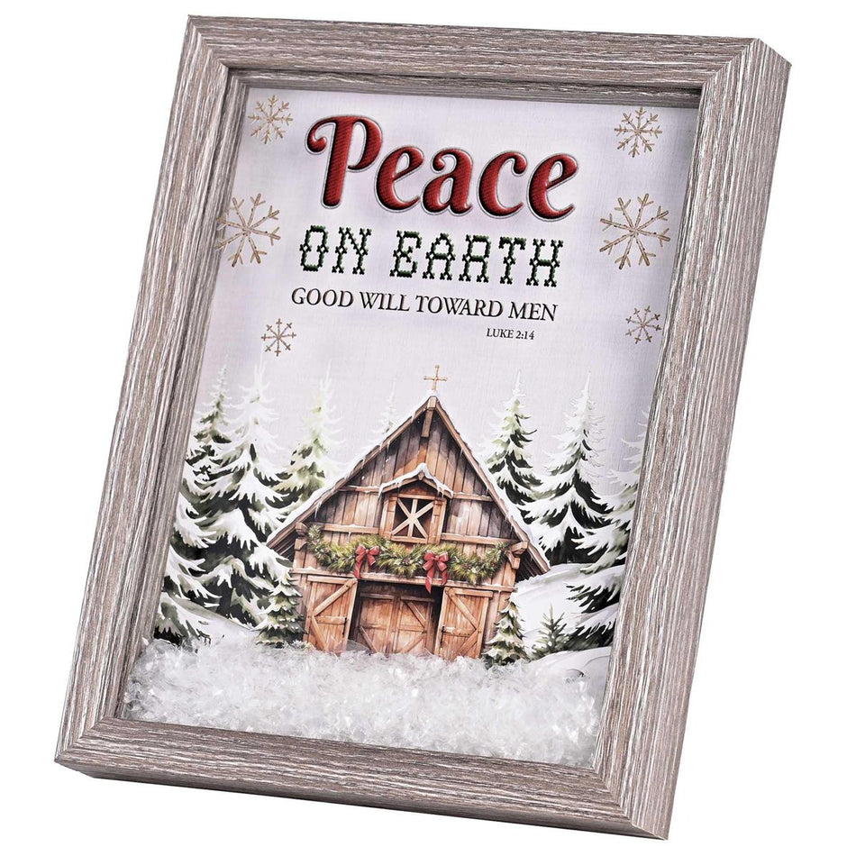 Decorative Christmas Frame Hanging Wall or Tabletop Sign 9 x 11 Inch MDF Cabin by Dicksons