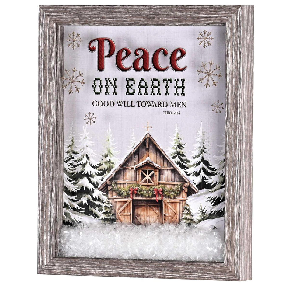Decorative Christmas Frame Hanging Wall or Tabletop Sign 9 x 11 Inch MDF Cabin by Dicksons, product view 2